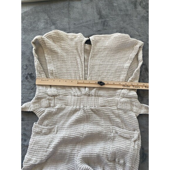 Free People Pull Me In Romper Womens XS Pebble Gray Waffle Knit Belted - Picture 12 of 15
